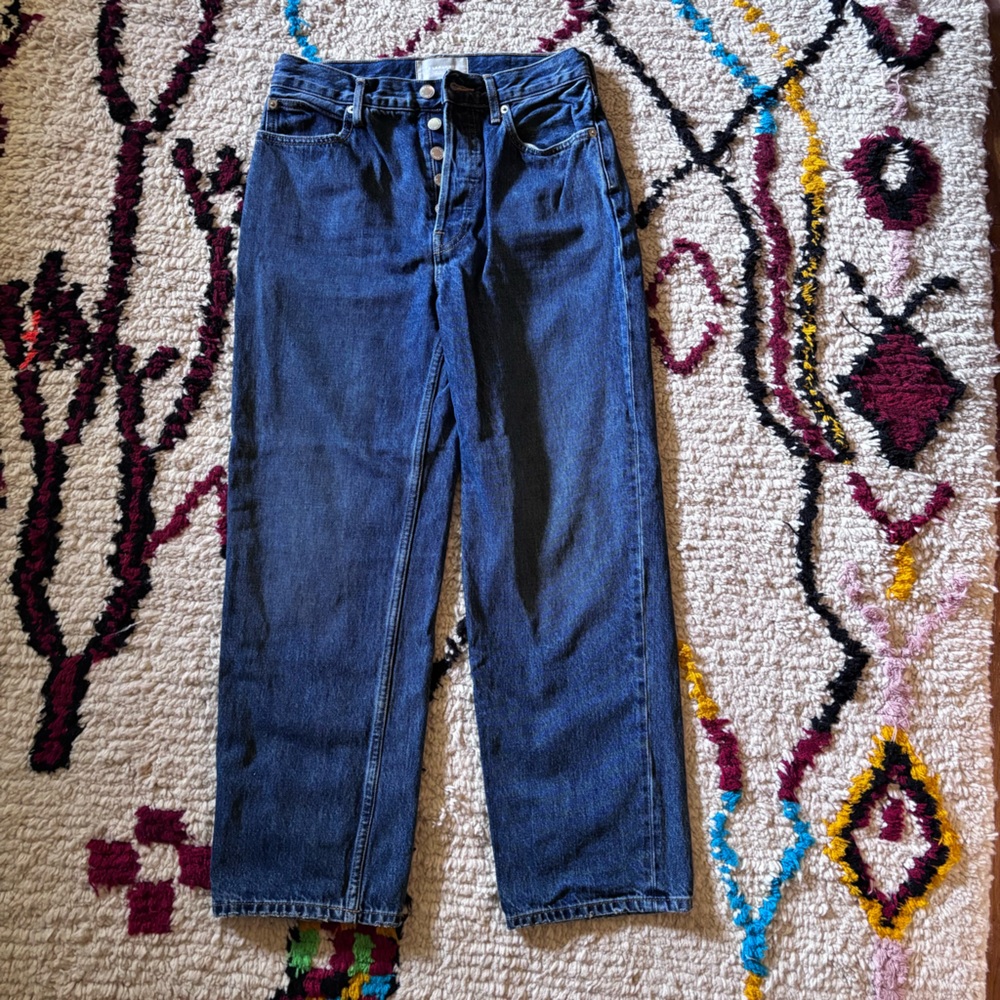 Everlane 90s Way High Jeans Organic Cotton Button Fly Blue Wash